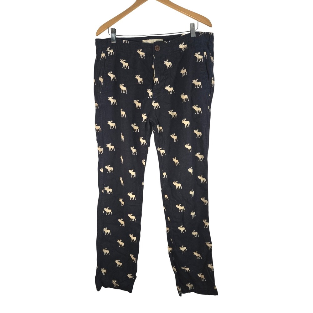 Y2K ABERCROMBIE & FITCH Moose Pajama Lounge Pants Men's‎ Black XL Loose Baggy